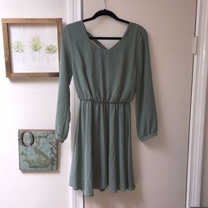 Light Green Flowy Long Sleeve Dress